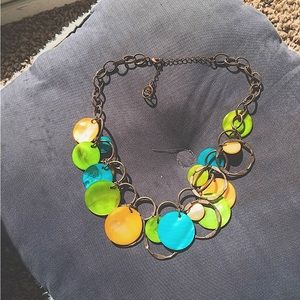 Wide chained necklace with circle chips